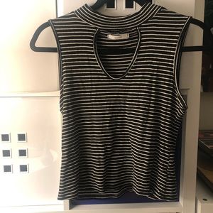 Cropped black and white stripped tank top